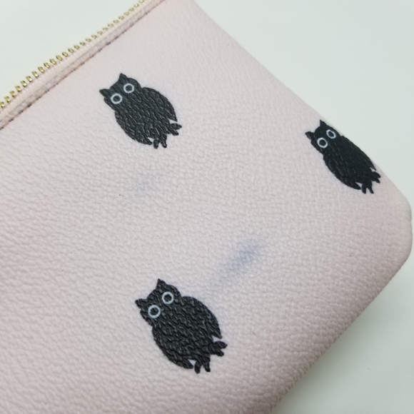 Kate Spade Light Pink & Black Owl Printed Wristlet Clutch ♠️ Novelty Bag - Picture 10 of 10